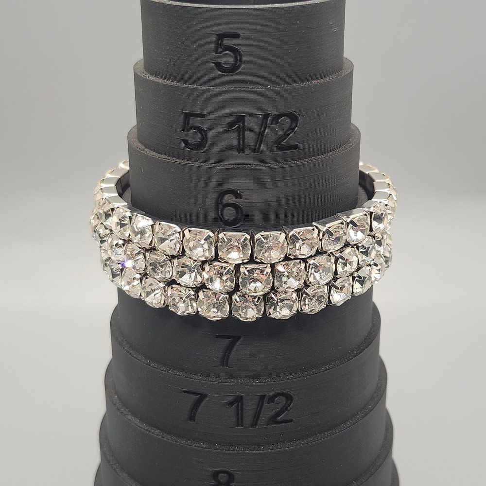 3x Stretch Rhinestone Bracelet 6.5" Silver Tone Crystal Sparkle